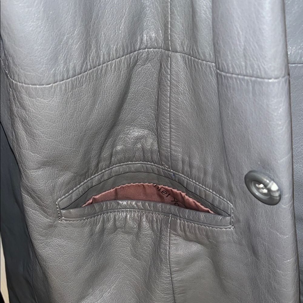 Gray Leather Blazer - image 2